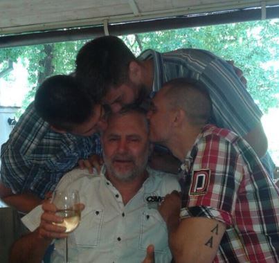 Nemanja Jokic with his brothers Nikola Jokic and Strahinja Jokic showering love to their father.